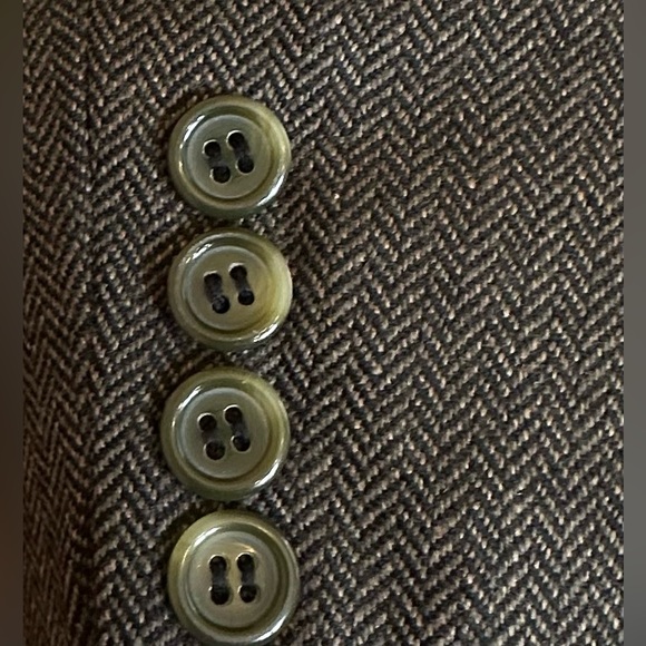 MENS BLAZER SIZE 54 OLIVE HERRINGBONE SPORT COAT WORSTED LAMBSWOOL SUIT JACKET - Picture 5 of 12